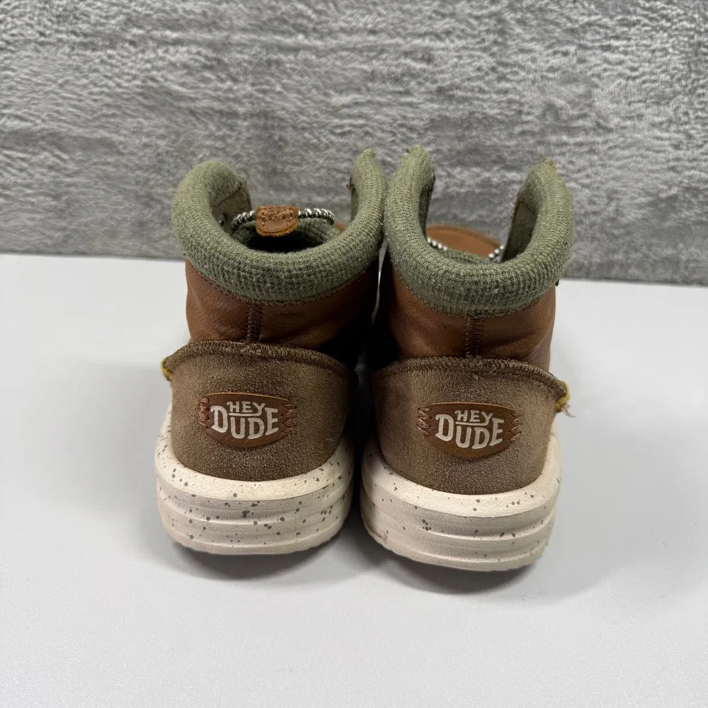 Hey Dude Bradley Boot Youth Walnut Leather Mid Top Shoes 40269-267 Size 4